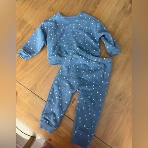 Blue Polka Dot Sweatshirt and Pants Set